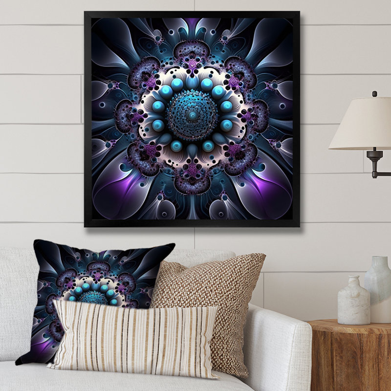 Impression sur toile, mandala céleste en mauve et bleu mystérieux I - Boho Mandala, H 30 po x l 30 po x P 1 po