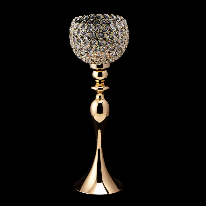 24'' H Crystal Tabletop Candlestick, Gold
