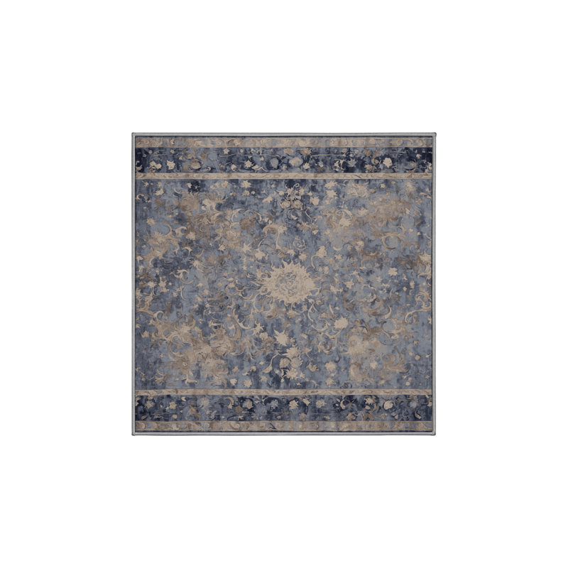 Tapis gris lavable à la machine, Carré 5 pi