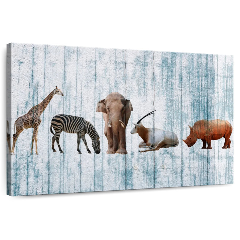 Animaux de safari en bois Brampt, H 20 po x l 30 po
