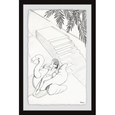 'Flamingo Float' by Parvez Taj - Picture Frame Print on Paper