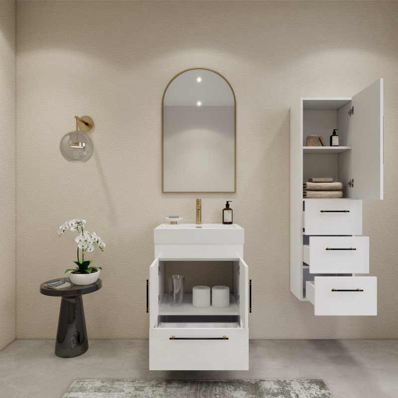 Ensemble de meuble-lavabo simple 24 po 24 po, Blanc lustré