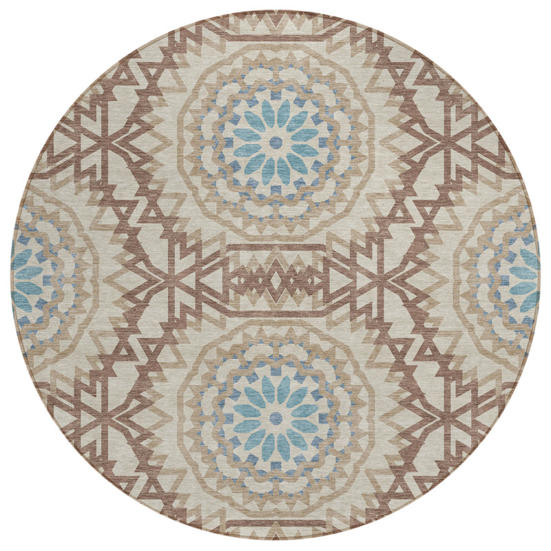 Kawon Geometric Indoor / Outdoor Rug, Round 8'