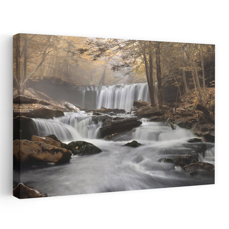 Golden Oneida Falls, paysage abstrait contemporain, art naturel, H 40 po x l 60 po