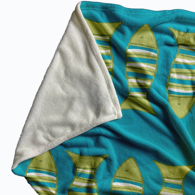 Howell Plain Weave / Muslin Throw Blanket, Turquoise/Yellow