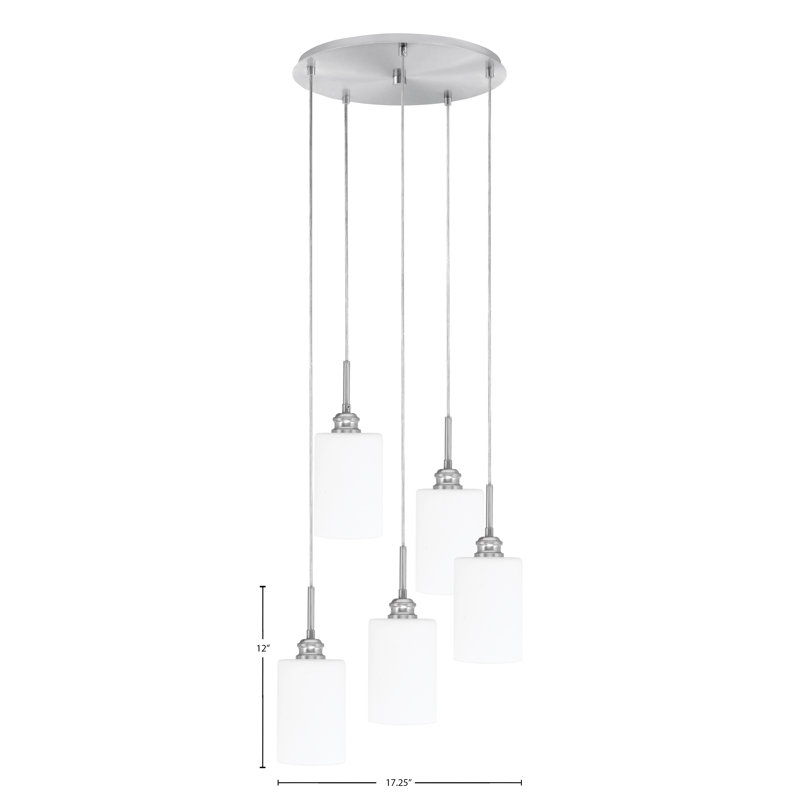 Luminaire suspendu grappe 5 lumières Edge, Mousseline blanche