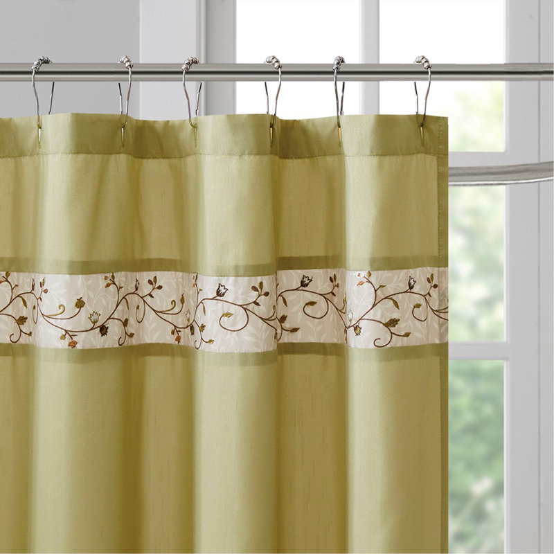 Rideau de douche en soie à broderie artificielle, Vert