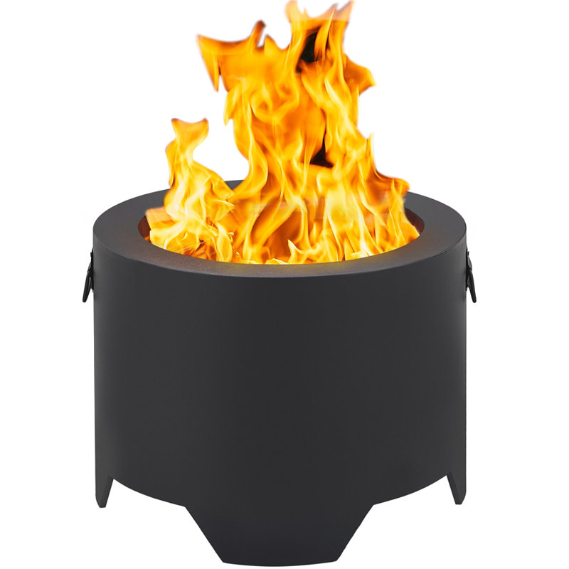 Tulsha Iron Outdoor Fire Pit with Lid, 18" H x 23.5" W x 23.5" D