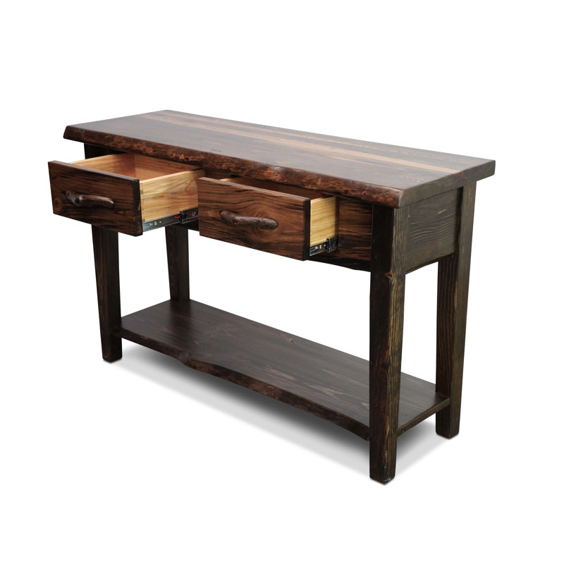 Console Big Edge de la collection Big Sky avec tablette, 4 pi, teinte de la province et laque transparente, Marron foncé
