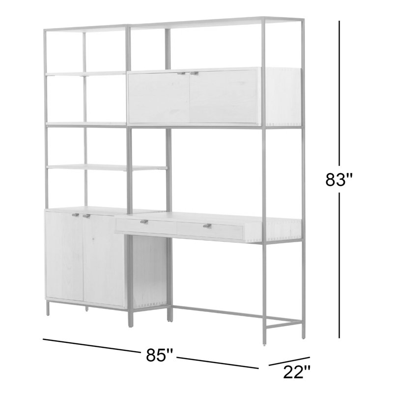 Trey Modular Bookcase Wall Desk, Dove Poplar