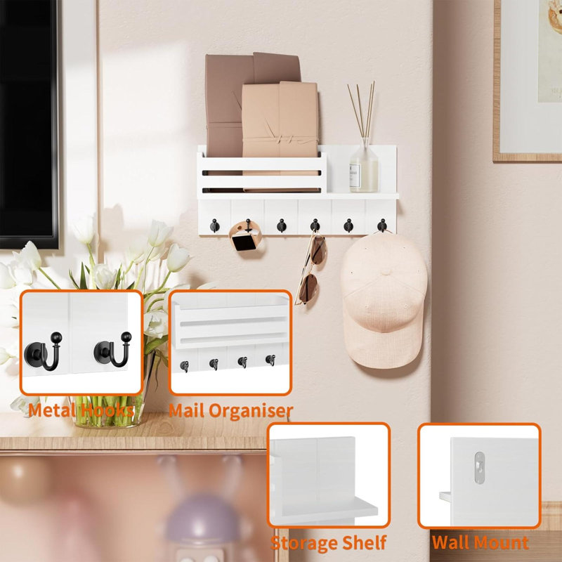 Wood Wall Organizer, White