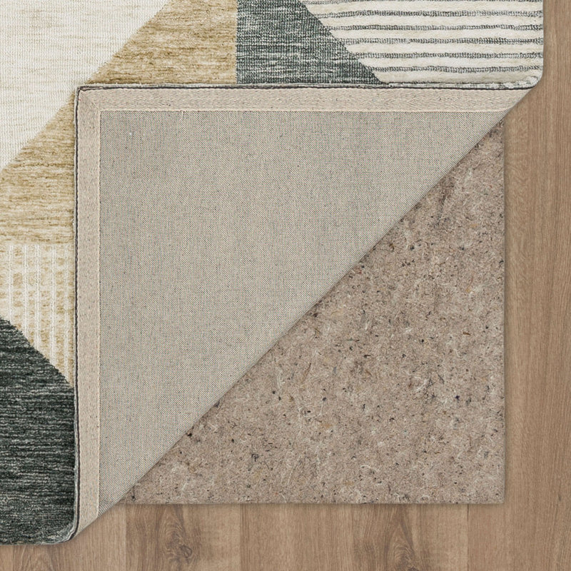 Tan Geometric Flat Woven Synthetic Rectangular Area Rug