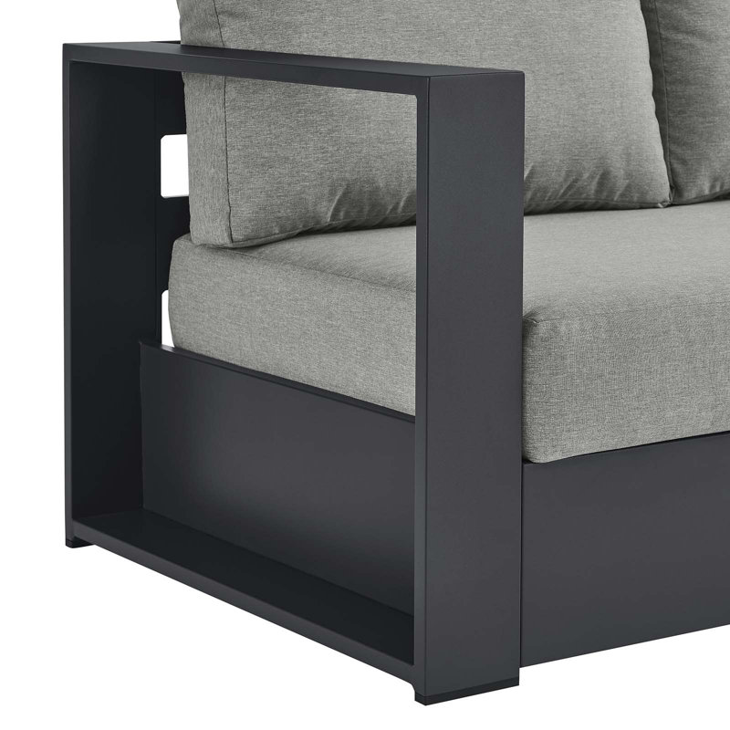 Causeuse modulaire d'extérieur en aluminium thermolaqué Modway Tahoe, Accoudoir à gauche (vu de face), Gris