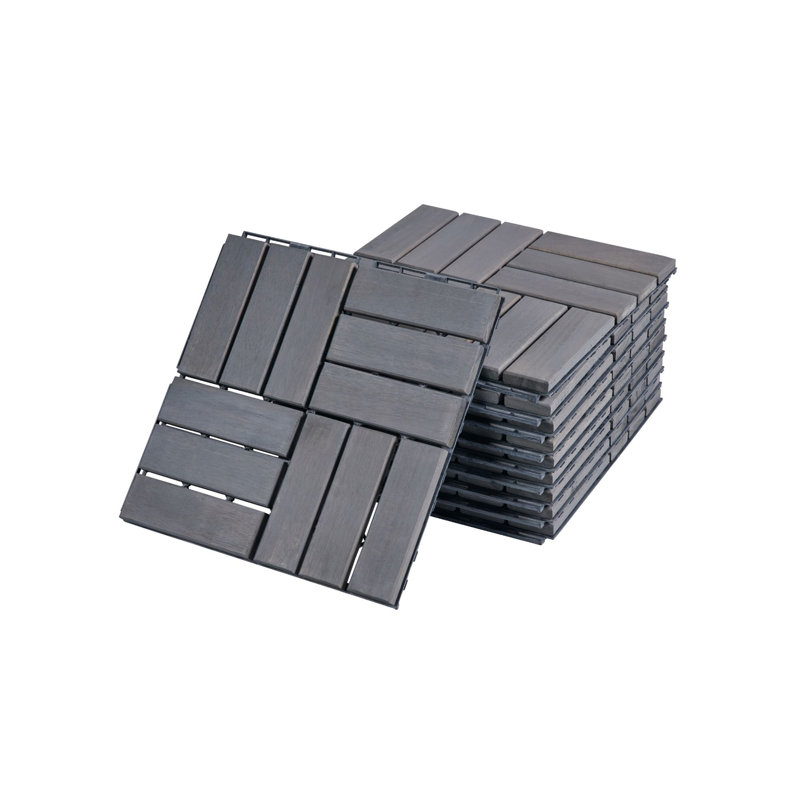 Carreaux de terrasse entrelacés à motif rayé, Gris