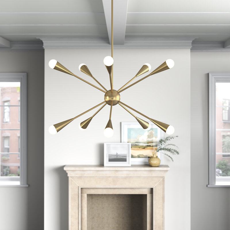 Addley 10 - Light Dimmable Sputnik Sphere Chandelier, Burnished Brass
