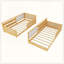 Structure de lit simple en L pour 2 enfants, lits convertibles détachables avec tableaux blancs, lit pour enfants en rotin avec étagères et lumières-129505897