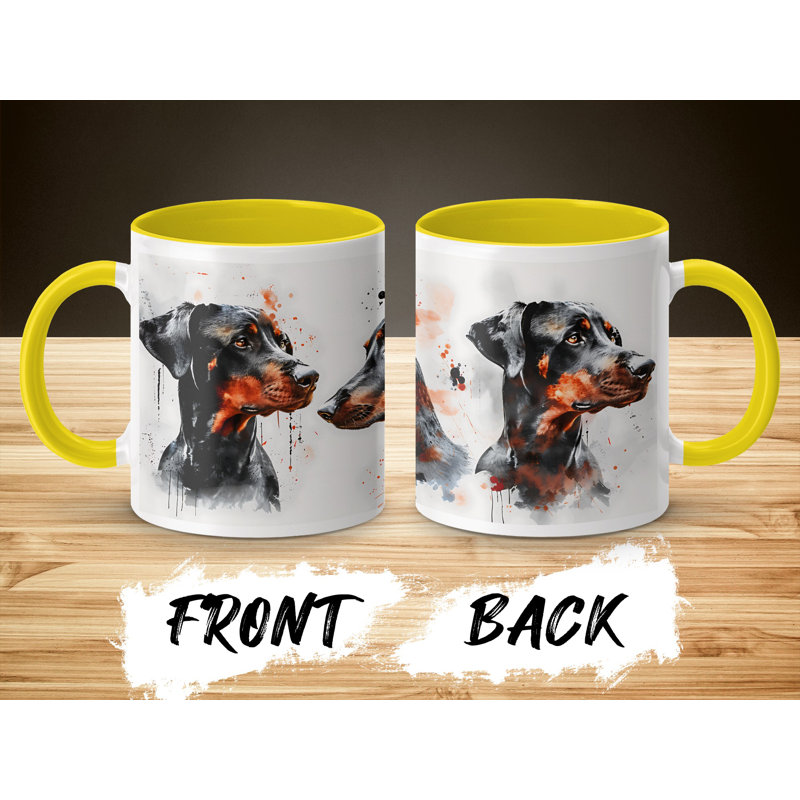 11oz Watercolour Doberman Design Coffee Mug, 3