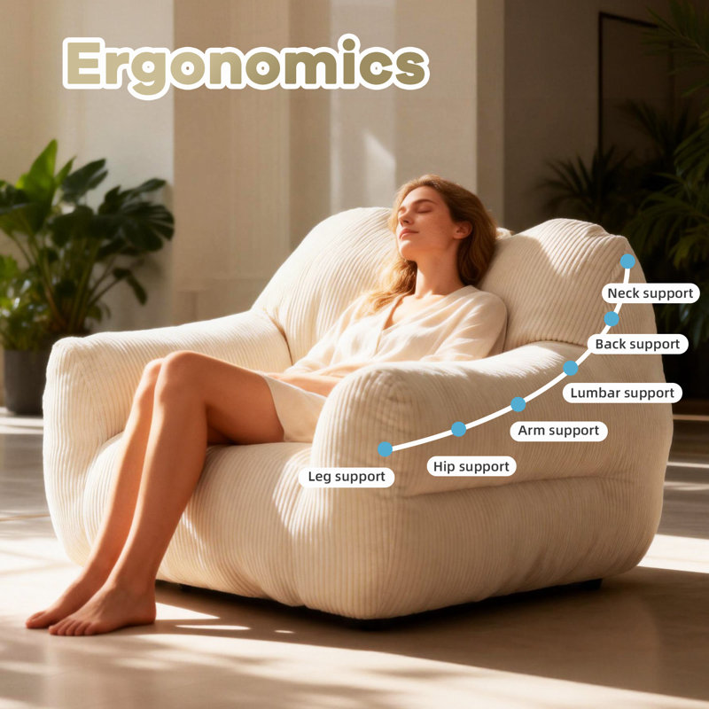 Beanbag Sofa, Square, Beige