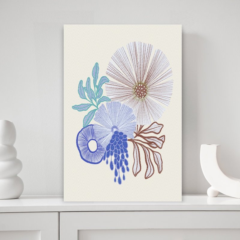 Art botanique abstrait sur toile biologique, H 18 po x l 12 po