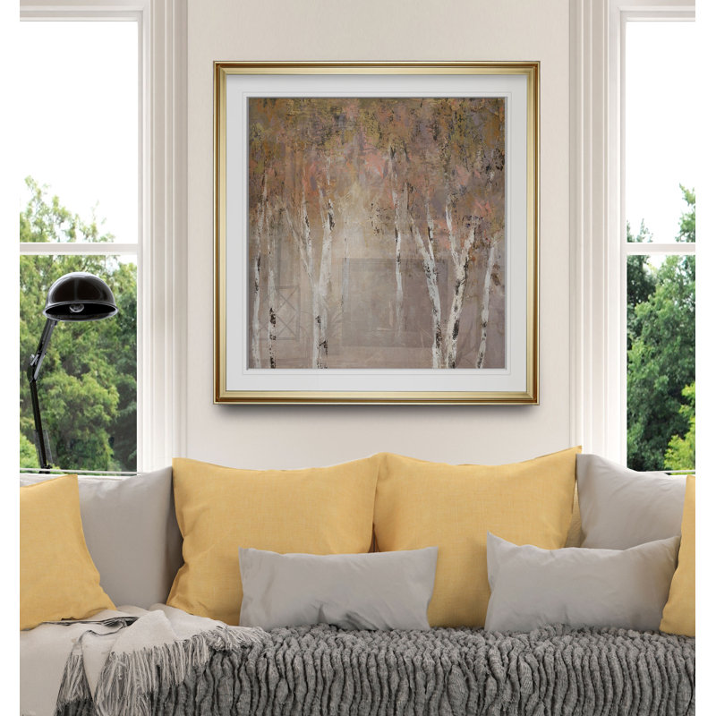 « sunlit bouleau i », reproduction d’impression encadrée, H 27 po x l 27 po x P 1,5 po, Cadre doré