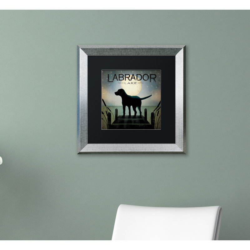 « oasis black dog labrador lake », impression sur toile encadrée, H 16 po x l 16 po x P 0,5 po