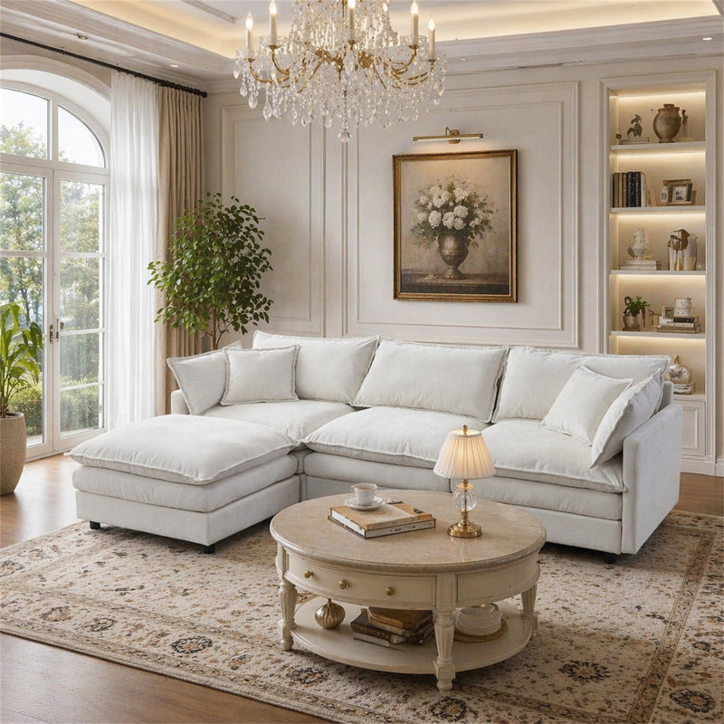Canapé modulaire de 105 po, Beige, Orienté vers la gauche