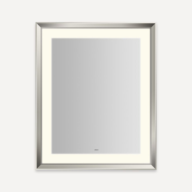 Sculpt Lighted Mirror, 33" x 27", Polished Nickel