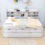 Lit plateforme 3 tiroirs en bois avec tablettes et lit gigogne-764120362-764120360
