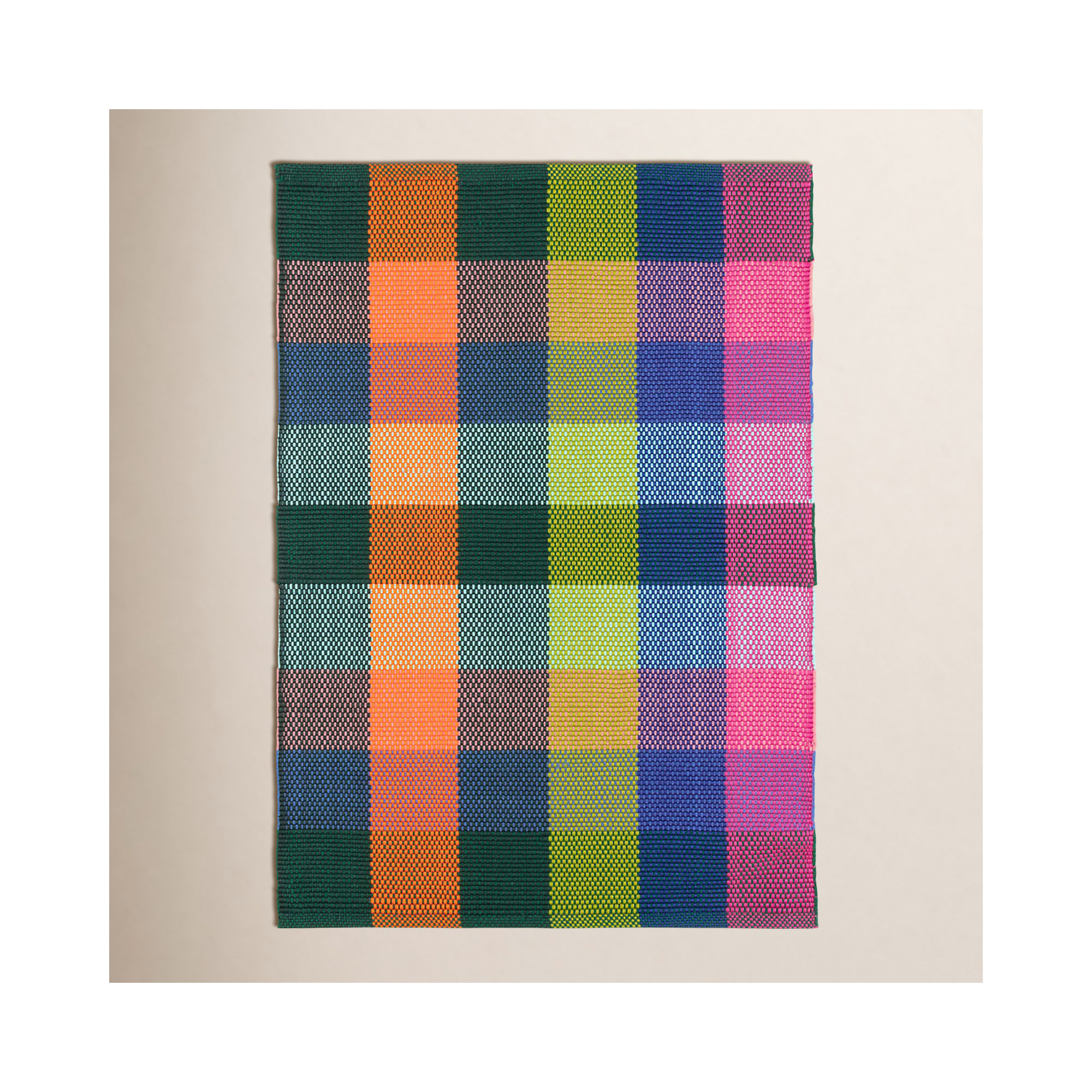 Happy Plaid Multi Handwoven Indoor/Outdoor Rug, Rectangle 4' x 6'