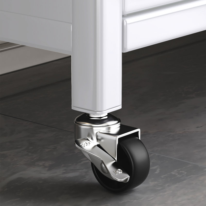 Armoire de cuisine au plancher et au plafond: métal blanc, portes doubles, charge de 250 kg, mouvement fluide et roues en rotation à 360 ° - armoire de plancher, conception de porte ouverte, capacité de poids, mouvement