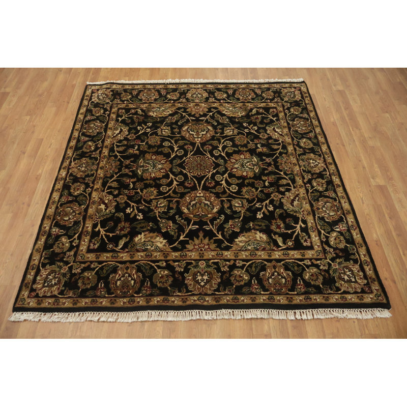 Tapis carré noir et vert exquis 6 pi x 6 pi