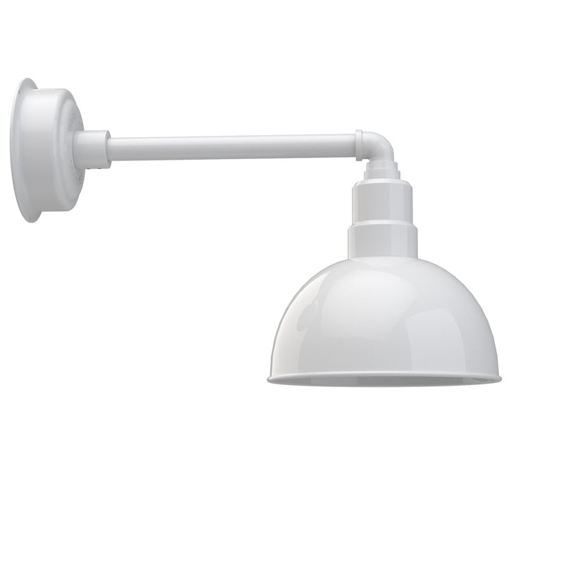 Luminaire de grange d’extérieur, Blanc, H 11,62 po x l 10 po x P 21,5 po