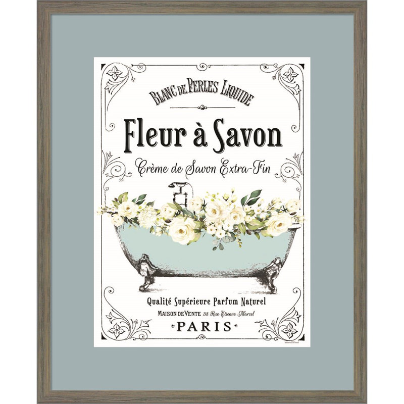 «French Bathroom Set I» par lettrage et doublure, art mural encadré