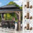 SUNJOY 11 x 13 ft. Wood Hardtop Gazebo with Customizable Nettings and Curtains, Pavilion Double Galvanized Steel Roof, for Ultimate Outdoor Enjoyment, Built-in Gutter for All-Season Comfort