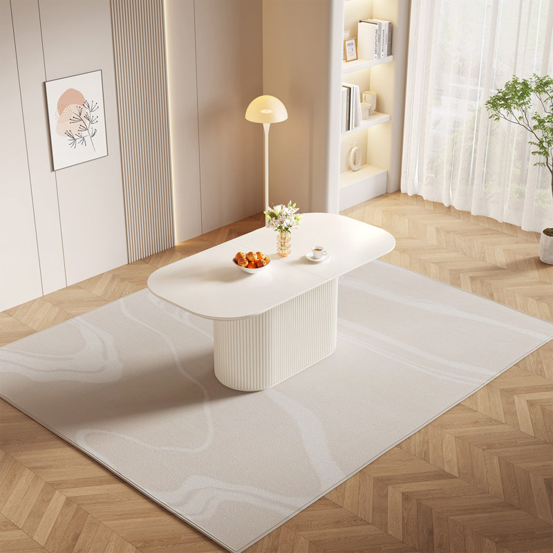 Oval White Dining Table for 6, Minimalist and Versatile (Table Only), 75.3cm H x 177.8cm W x 80cm D