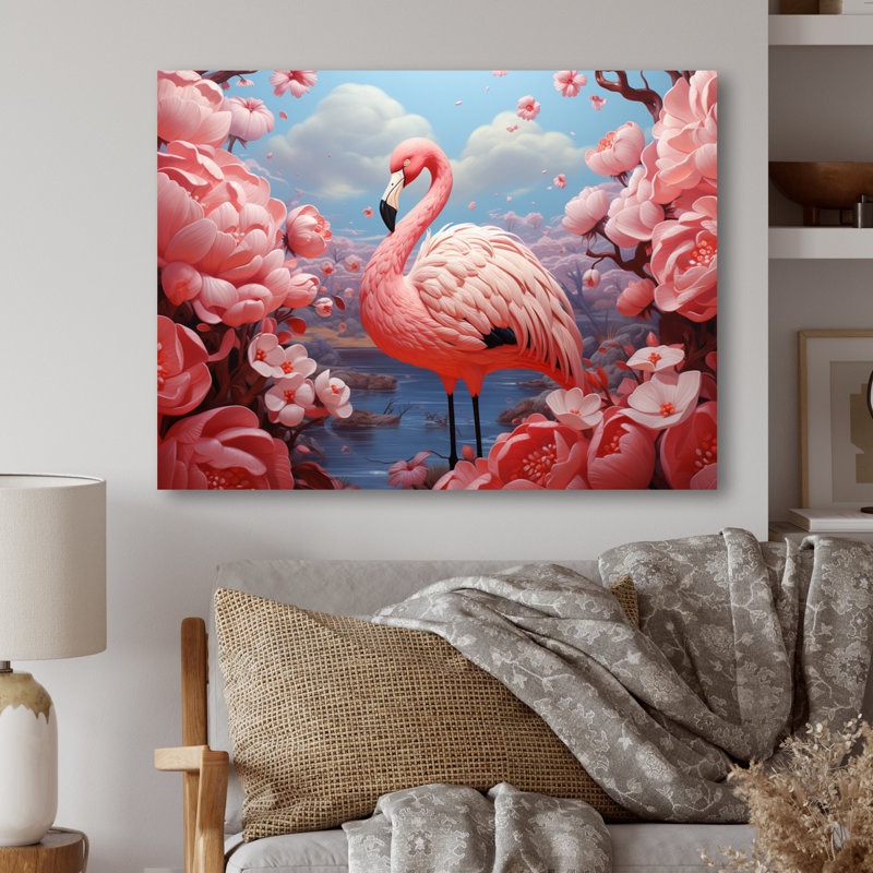 Reproduction d'art en métal «Pink Flamingo Flair», H 12 po x l 20 po x P 1 po