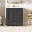 Meuble-lavabo de luxe 30 po avec lavabo en céramique, meuble-lavabo avec 2 grandes portes à fermeture douce, armoire de rangement en bois massif-126233866