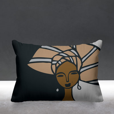 Abyoka Tribal Drawing Outdoor Rectangular Pillow Cover & Insert