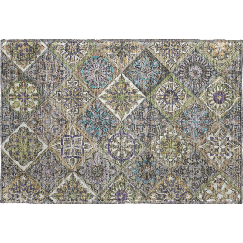 Premium Machine Washable Mayfield AMF2256 Panels Rug, 1'8" x 2'6", Taupe