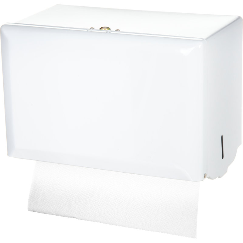 Distributeur de serviettes à double pliage à verrouillage de clé blanc standard