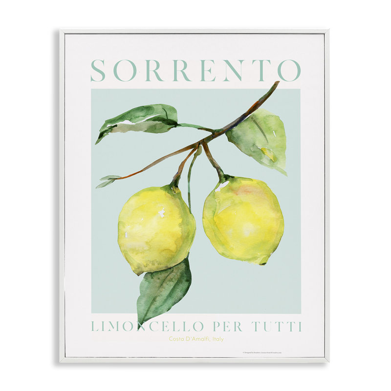 Art giclée de branche de citron de Sorrente par Reinders, Giclée encadrée blanc bord de mer, H 20 po x l 16 po