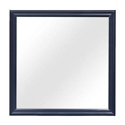 CHARLSTON Large Scale Blue Finish Wooden Framed Mirror With Tempered Glass For Enhanced Safety And Aesthetic Appeal