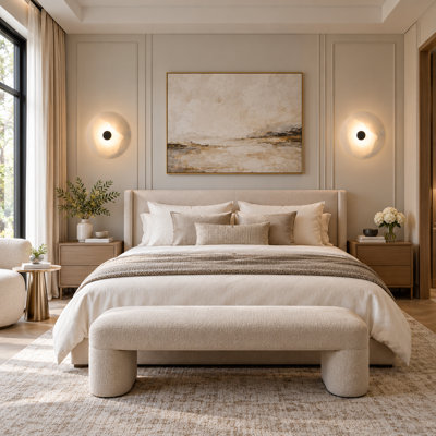 Traditional 1-Light LED Round Alabaster Wall Sconce 