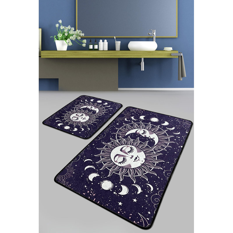 Ensemble de luxueux tapis de bain (2 pièces), 100% polyester, 23,6 po x 39,4 po et 19,7 po x 23,6 po | 700 g / m², hauteur des poils: 0,4 po | Antibactérien, antidérapant, lavable à la machine | Parfait pour une salle de bain élégante et confortable