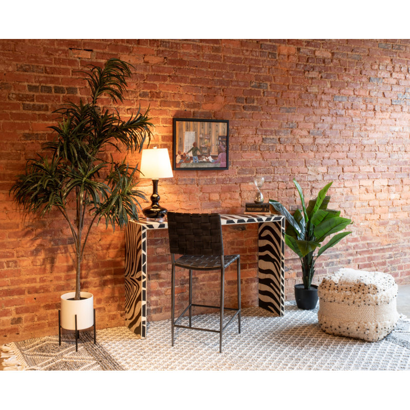 Lund Upholstered Bar Stool with Metal Frame, Black