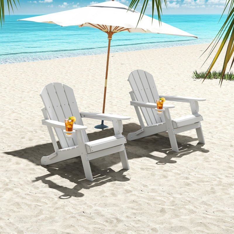 Felten Plastic Folding Adirondack Chair, Blanc