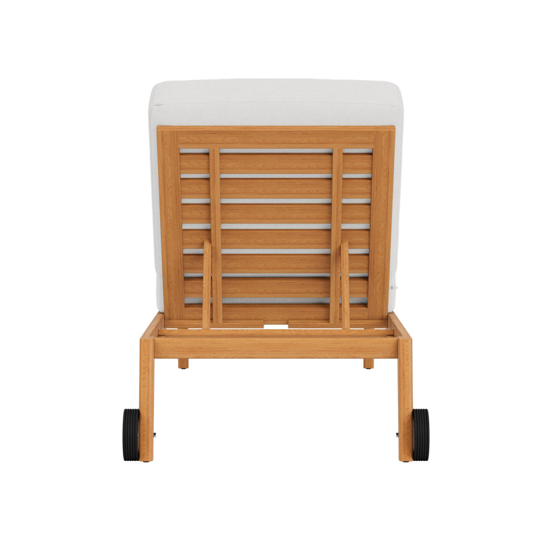 Alpine Outdoor Teak Chaise Lounge, Canvas Natural