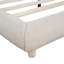 Lit plateforme tapissier grand en molleton avec tissu épais, structure solide et design courbé élégant, beige