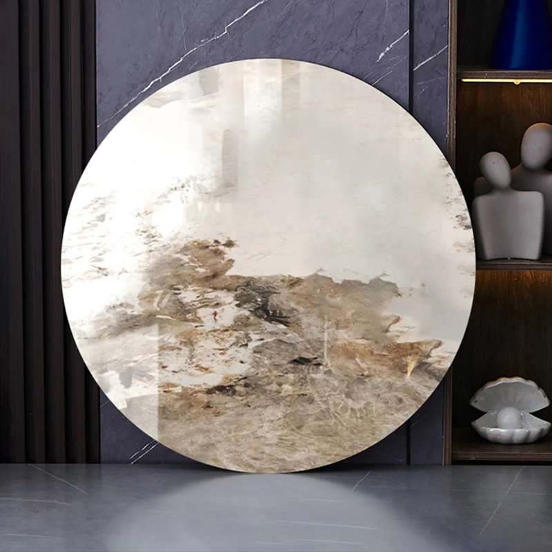 Plateau tournant en pierre frittée (table non incluse), Blanc lustré, H 0,47 po x l 23,62 po x P 23,62 po