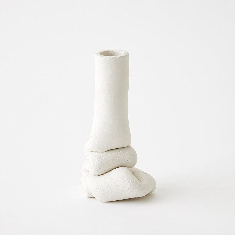 Squoze Handmade Ceramic Table Vase, 9" H x 5" W x 4.5" D, White